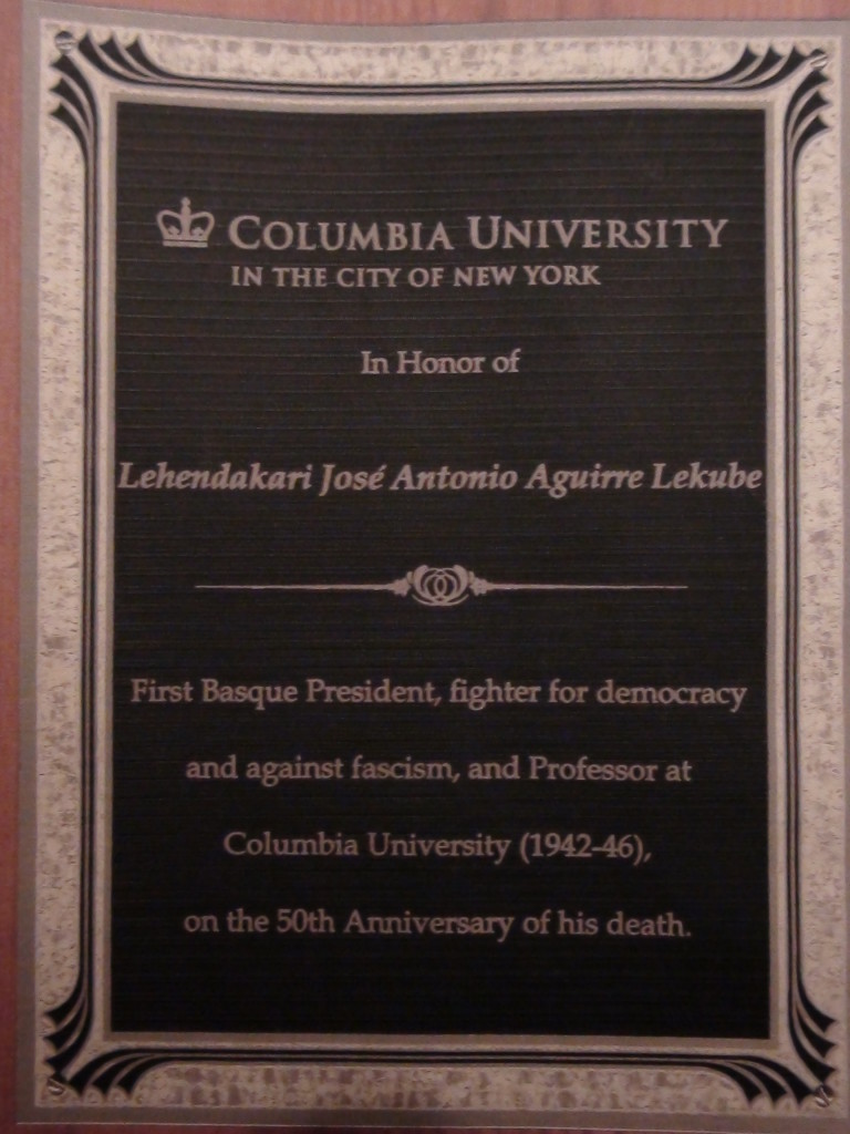 El diploma homenaje de la Universidad de Columbia al lehendakari Aguirre